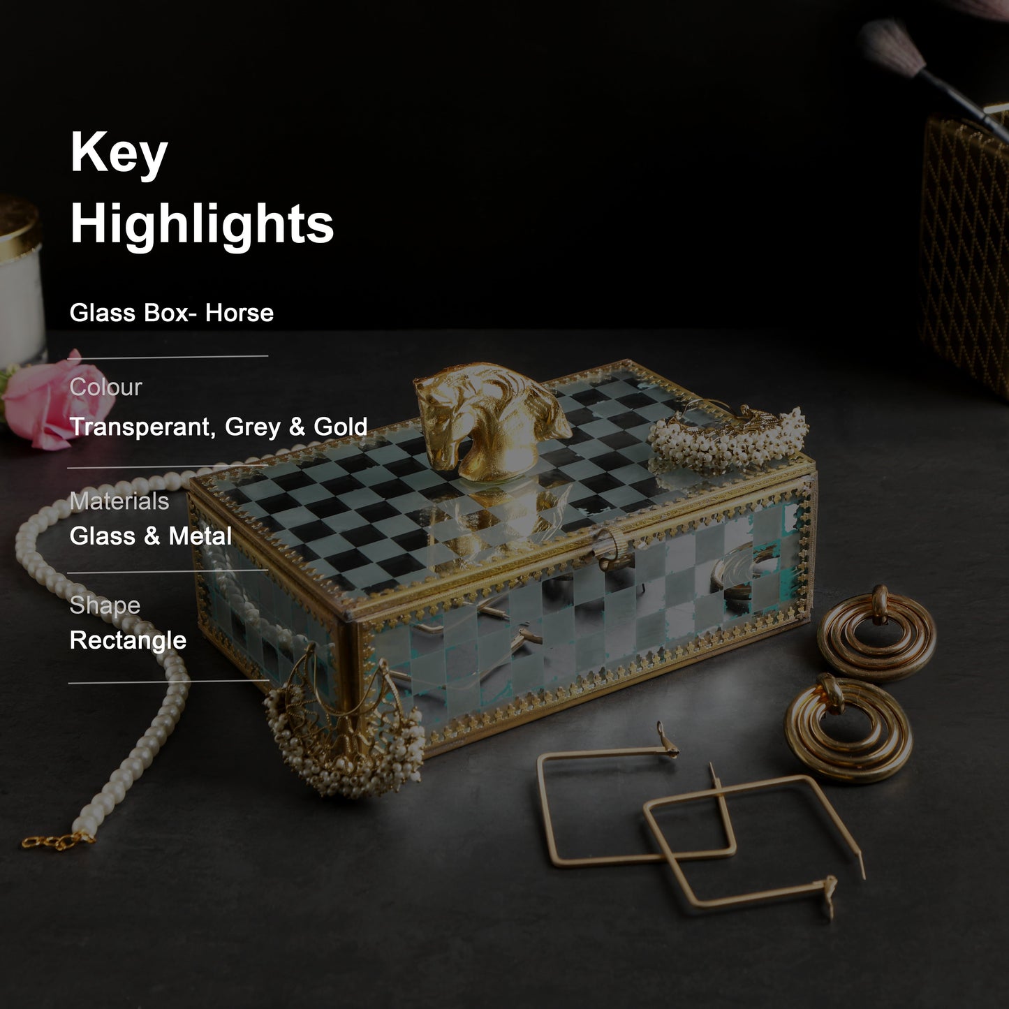 Horse Glass Jewellery Box - Jewellery Organiser