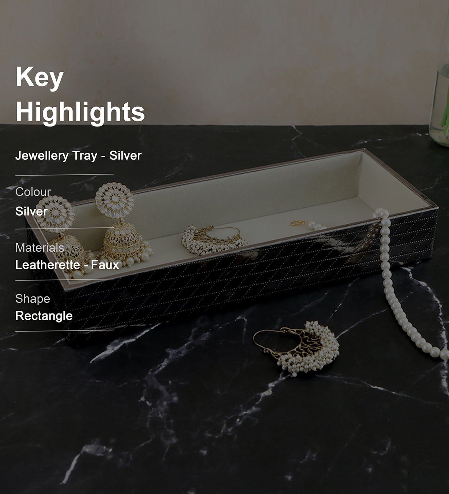 Leatherette Jewellery Tray  - Silver