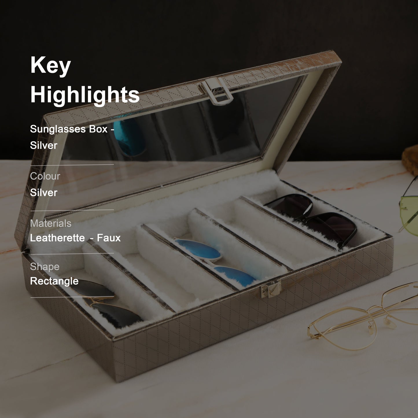Leatherette Sunglasses Box - Silver