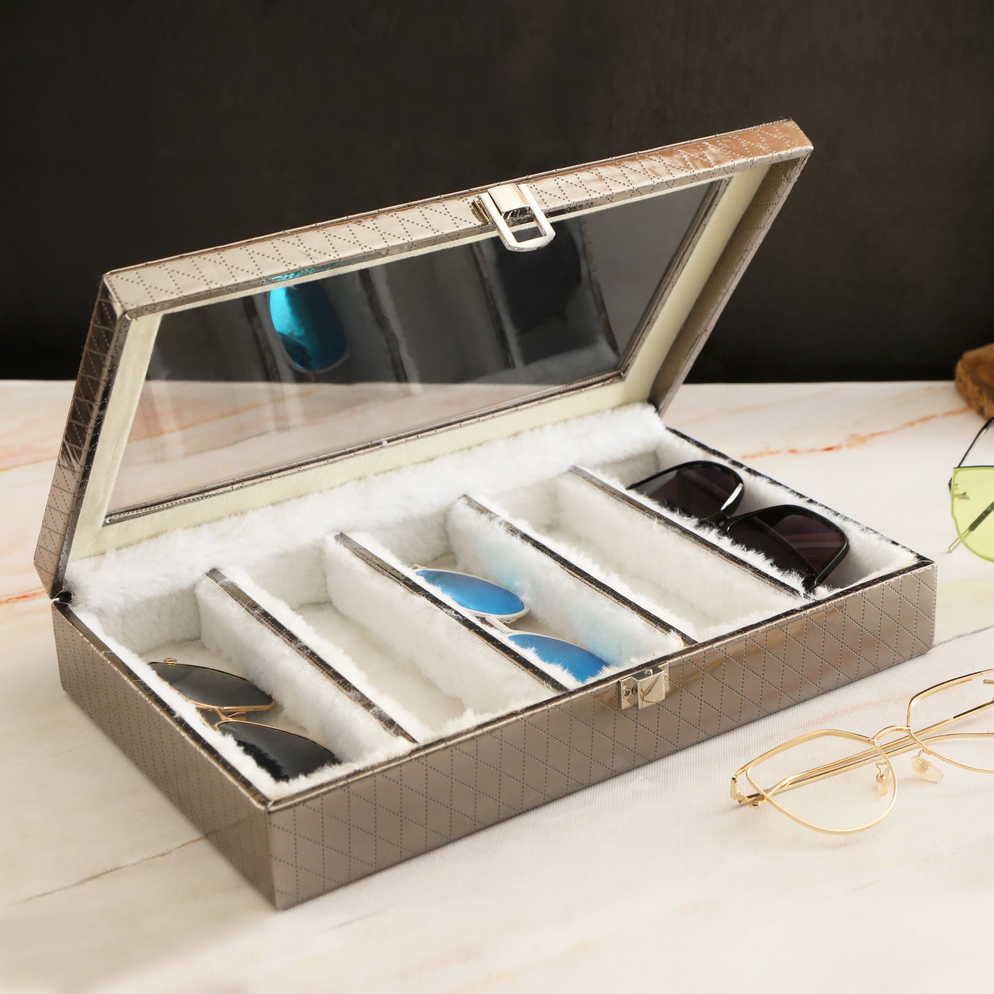 Leatherette Sunglasses Box - Silver