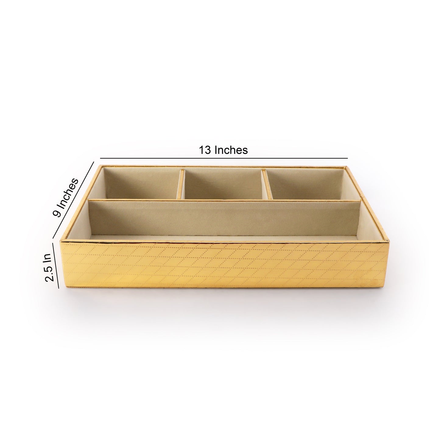 Leatherette Jewellery Tray 4 partition - Gold