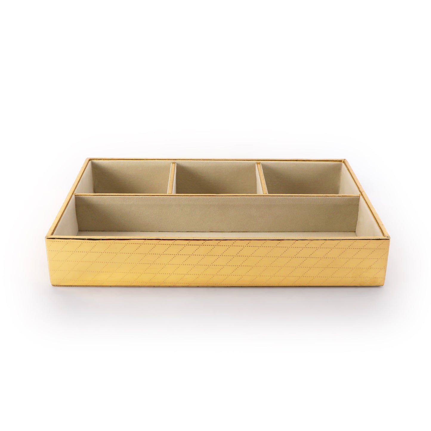 Leatherette Jewellery Tray 4 partition - Gold