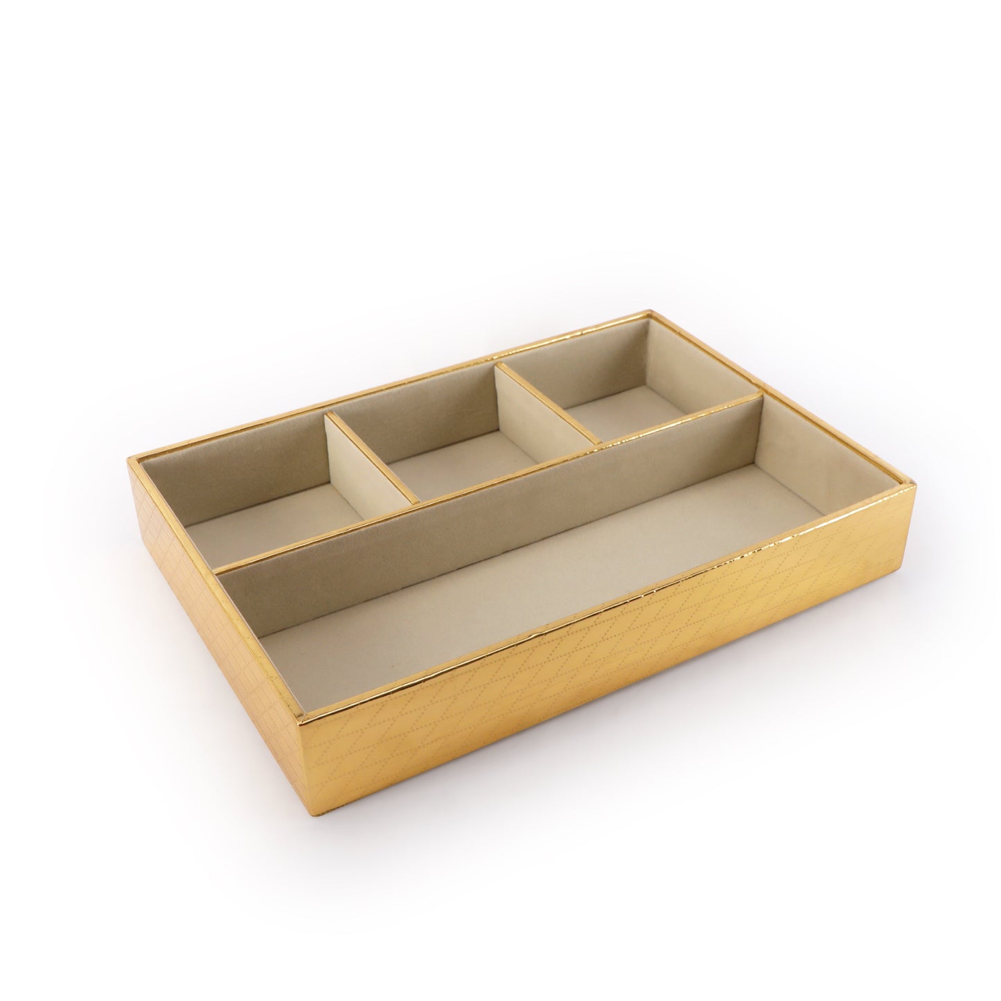 Leatherette Jewellery Tray 4 partition - Gold