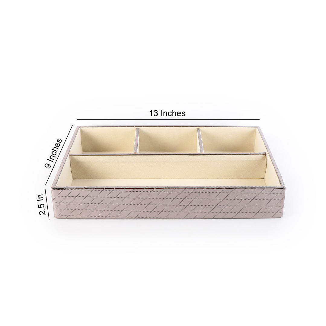 Leatherette Jewellery Tray 4 partition - Silver