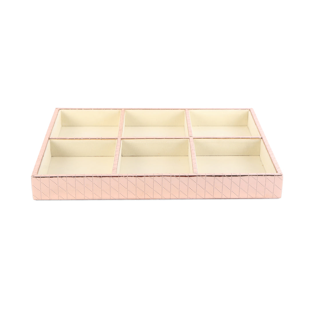 Leatherette Jewellery Tray 6 Partition - Copper