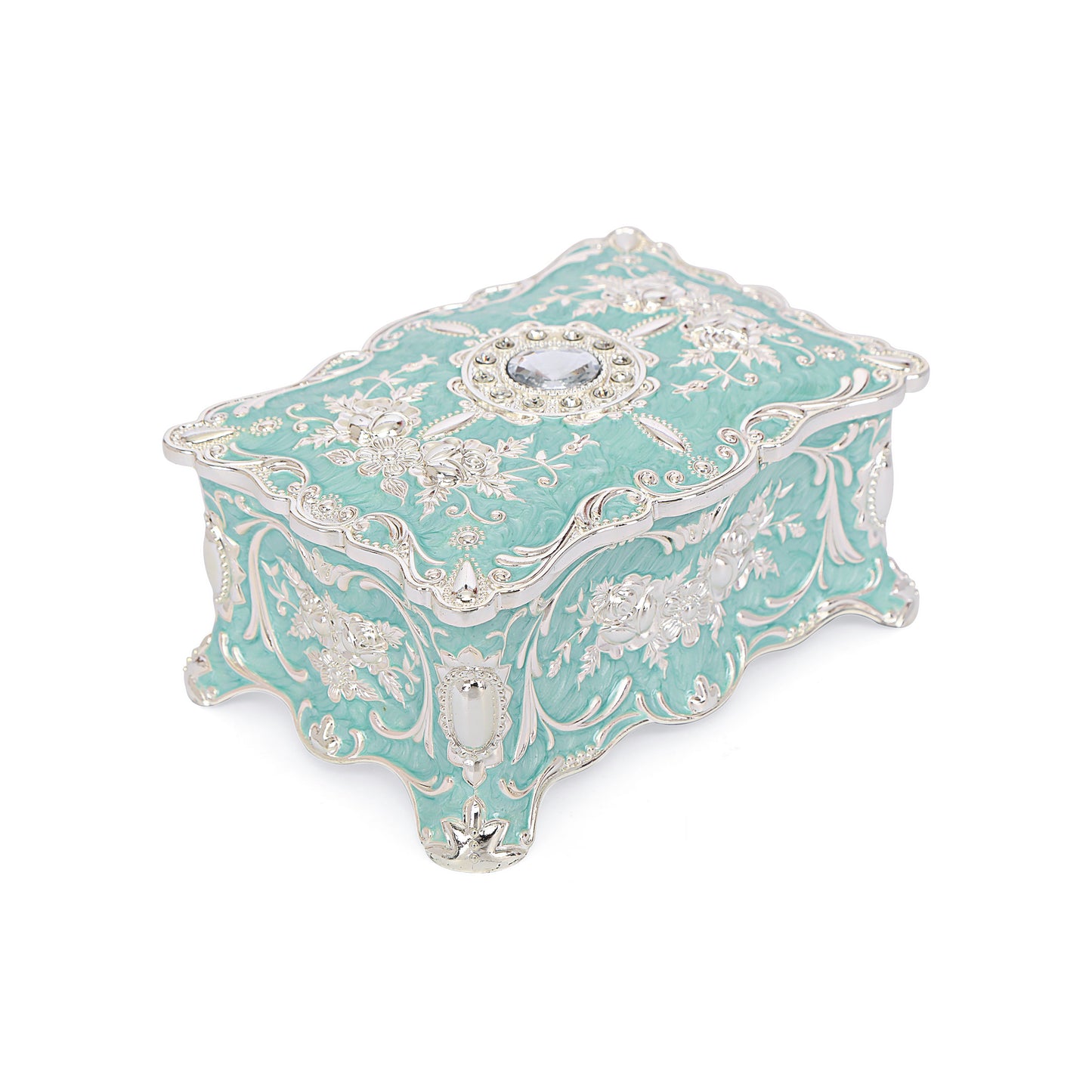 White Metal - Blue Jewellery Box
