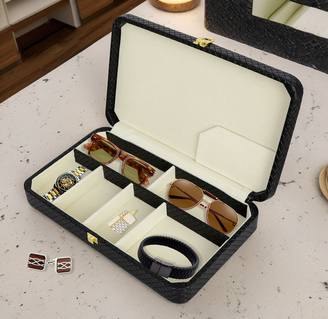 Black Leatherette Gents Organizer Box