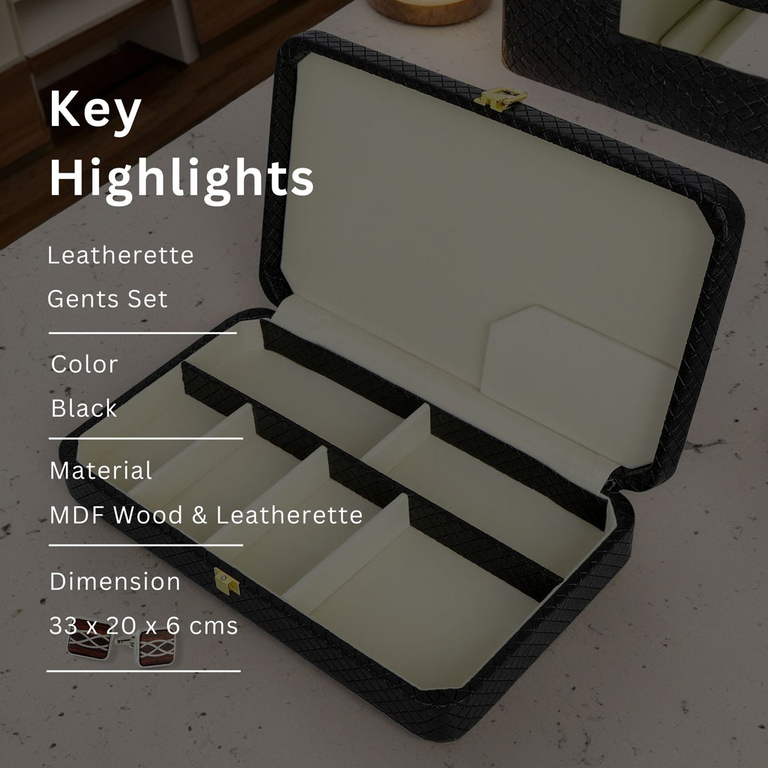 Black Leatherette Gents Organizer Box